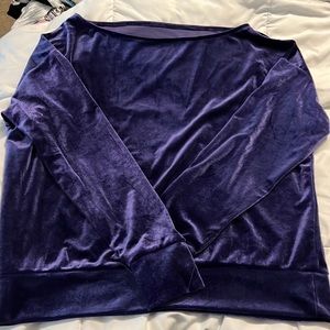 Purple polyester sweater and sweatpants